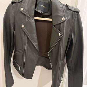 Maje Women's Dark Green Leather Jacket
